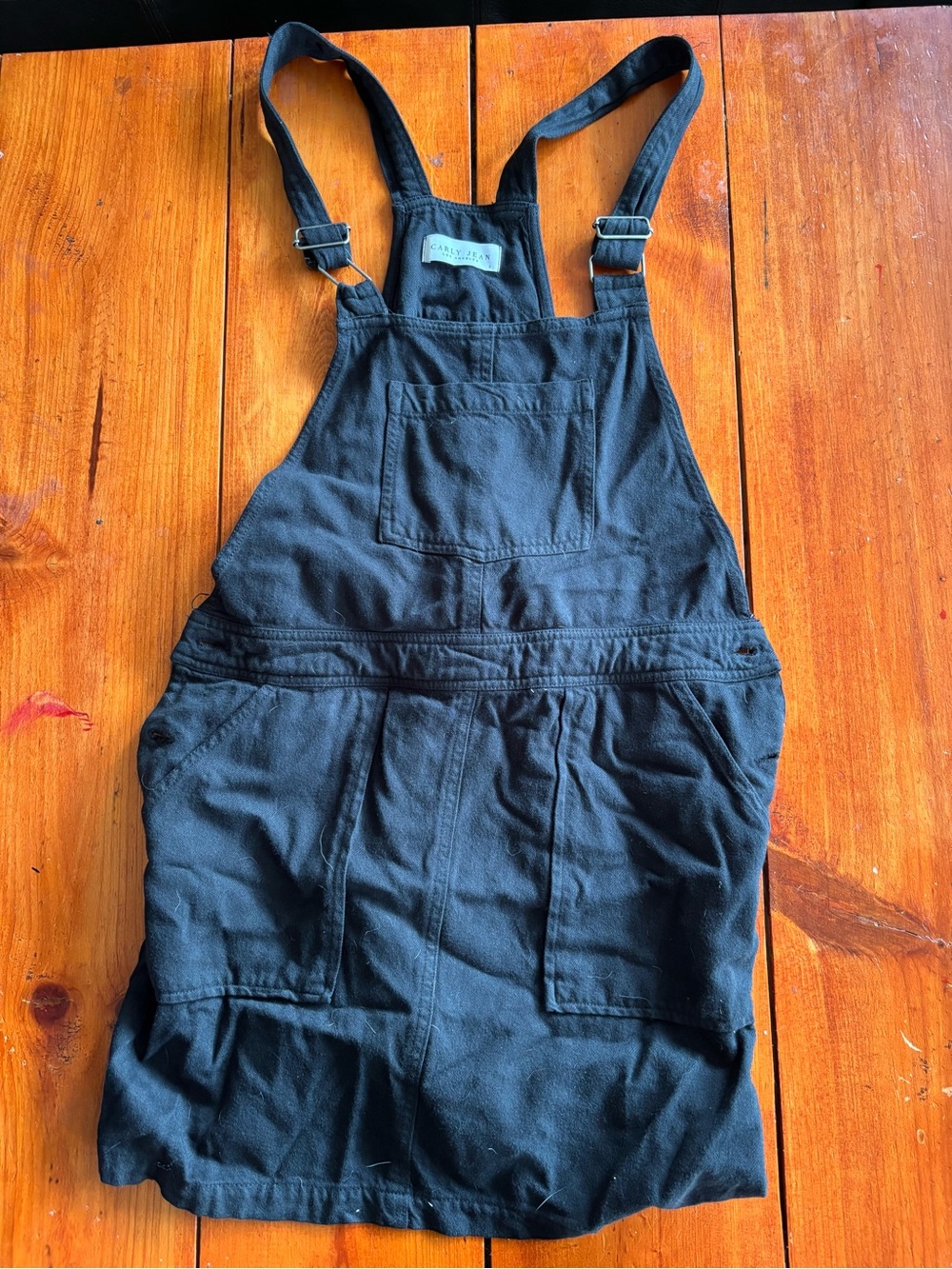 Carly Jean Los Angeles Black Cotton Overall Skirt